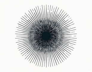 Abstract circular graphic with radiating lines, dark center