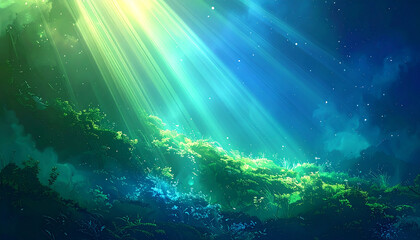 Luminous Rays Illuminating Lush Verdant Growth light rays green