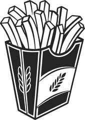 Simple vector silhouette of french fries in a cardboard box