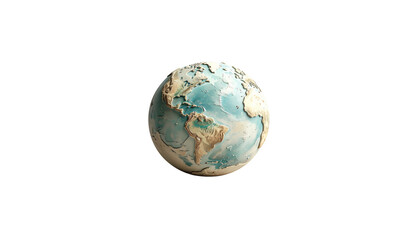 Fototapeta premium Abstract 3D illustration of a blue and green globe with continents and oceans, isolated on white background. 