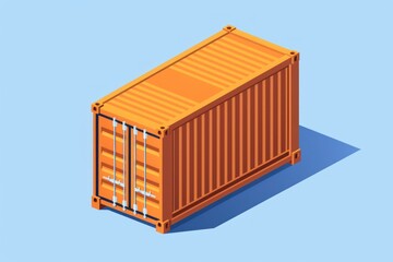 Simple shipping container isolated cargo architecture delivering.