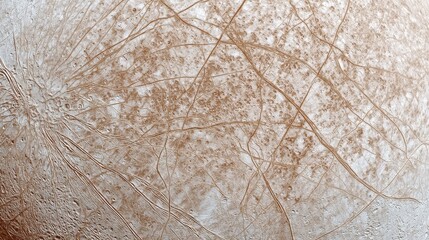 Obraz premium Panoramic view of Europa's vast icy plains and intricate crack network.