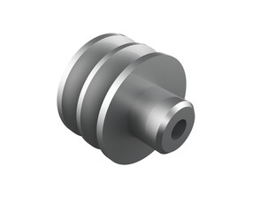 High Definition 3D Render of Gray Double Groove V-Belt Pulley Isolated on Transparent Background; Essential Mechanical Component, Industrial Power Transmission, Drive System Technology, Engineering