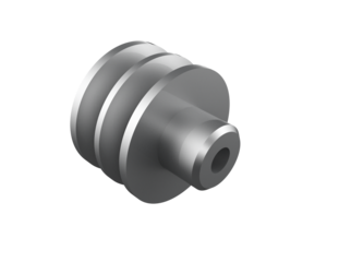 High Definition 3D Render of Gray Double Groove V-Belt Pulley Isolated on Transparent Background; Essential Mechanical Component, Industrial Power Transmission, Drive System Technology, Engineering