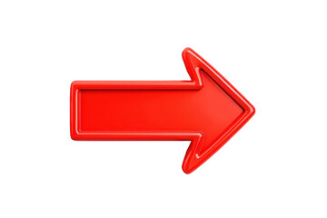 Red 3D Glossy Arrow Pointing Right on Transparent Background