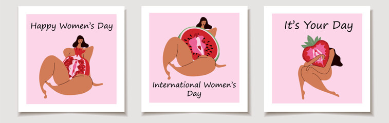 International Women’s Day Feminine Art with Fruit Symbolism