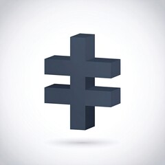 Obraz premium Dark gray 3D symbol, resembling a cross or hash mark, on a light background