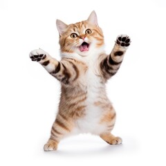 Fototapeta premium Happy smiling dancing cat mammal animal kitten.