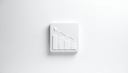 A minimalist visual of a three-dimensional white business chart icon, depicting a downward trend, displayed against a clean, bright, plain white background that allows the subject to be the focal...
