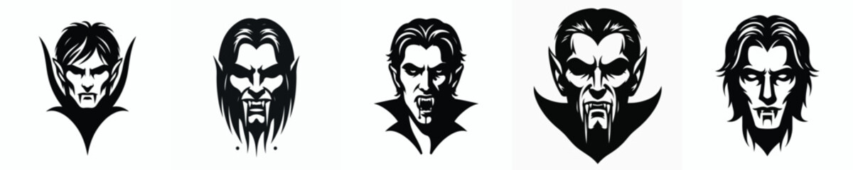 black and white silhouette vector of a halloween vampire