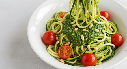 Zucchini noodles with pesto sauce