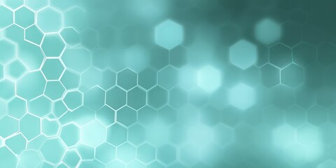 Abstract Hexagon Technology: A dynamic, luminous composition featuring hexagonal patterns and bokeh effect, representing connectivity and futuristic concepts.