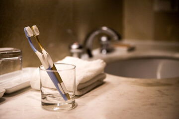 Toothbrush and sink in the bathroom