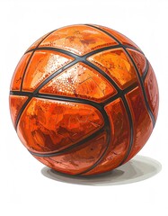 Fototapeta premium Orange basketball, weathered and glossy