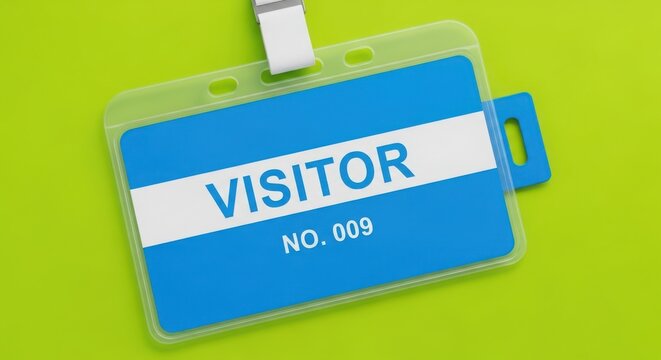 Blue visitor badge pass for identification and security access