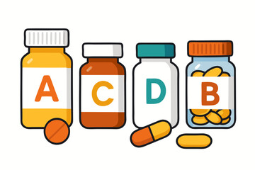 Colorful Vitamin Bottles and Pills Representing Essential Dietary Supplements