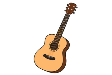 Obraz premium Detailed Illustration of an Acoustic Guitar with Brown and Beige Tones