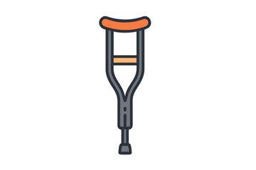 Stylized Crutch Illustration with Orange and Gray Color Scheme