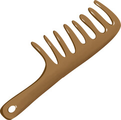 Simple Wooden Hair Comb Illustration. Minimal Grooming Accessory