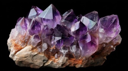 Purple amethyst crystal cluster mystical and peaceful for alternative healing designs