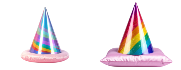 Colorful Party Cone Hat Isolated on White Background