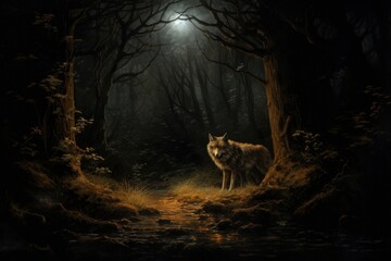 Wolf night outdoors fantasy.