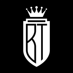 BT Vector logo initials shield with royal crown minimalist, elegant style