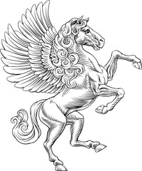 Heraldic Coat of Arms Crest Rearing Pegasus