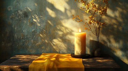 Candlelight Still Life: A Serene Composition of Light and Shadow in Golden Hues