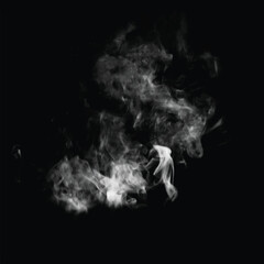 Light flowing smoke isolated on black background.	