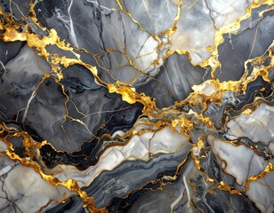 Obraz premium Gray marble laced with golden veins. Rich, luxurious feel