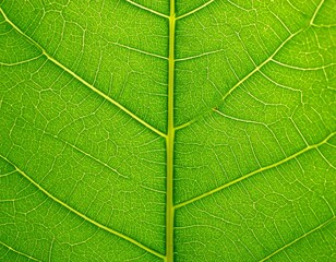 Obraz premium Close-up of a vibrant green leaf's intricate veins