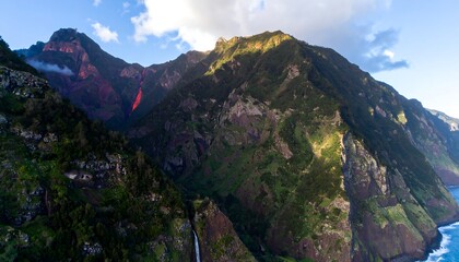 Panoramic mountain landscape at dawn