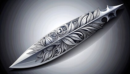Ornate blade with decorative floral patterns