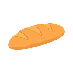 Vector illustration of a golden-brown loaf of bread with three diagonal cuts on top. Perfect for bakery, food, cooking, and healthy eating