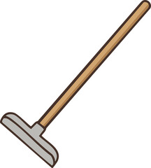 Sturdy garden hoe with broad blade and wood handle