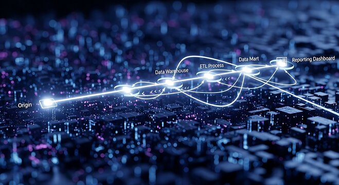 Data Flow Visualization: ETL Process, Data Warehouse, Data Mart & Reporting Dashboard.