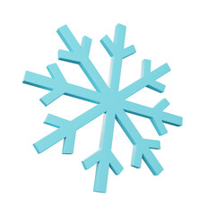 Isolated Light Blue Snowflake on Transparent Backdrop Rendering Winter Holiday Season Graphic Element Decoration Isolated Design Template