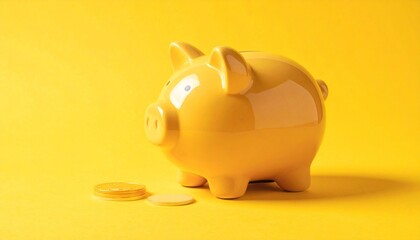 piggy bank on a yellow  background
