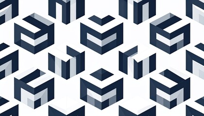 Abstract geometric pattern of interlocking cubes in shades of gray and white