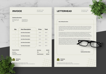  Green Black Invoice And Letterhead