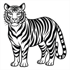 Fototapeta premium Tiger vector. Tiger silhouette. tiger silhouette on white background. Tiger design, Tiger concept, Tiger cartoon, Tiger icon, Tiger art, Tiger topics,Tiger doodle