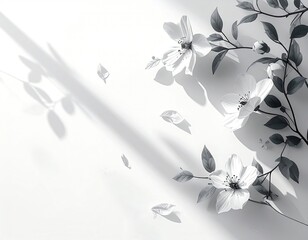 Monochromatic floral arrangement with shadows