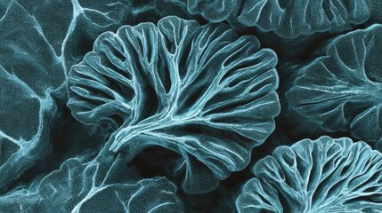 Abstract blue texture of neurological structures or brain tissue.