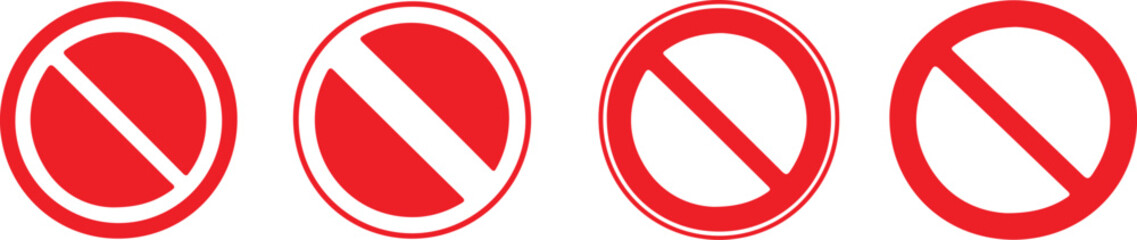 Red warning icon. Prohibition sign. ban symbol. no sign. Restriction Sign Icons. Prohibition Symbols Collection.