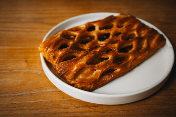 Delicious Golden Brown Lattice Top Pastry filled with Fruit Preserves
