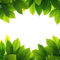 Fresh green leaves frame a white background (1)