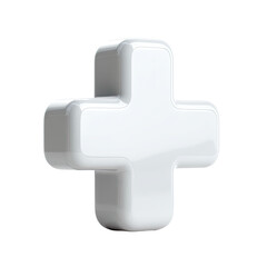 Obraz premium A three-dimensional, off-white, glossy plus symbol rendered with soft, rounded edges and subtle lighting
