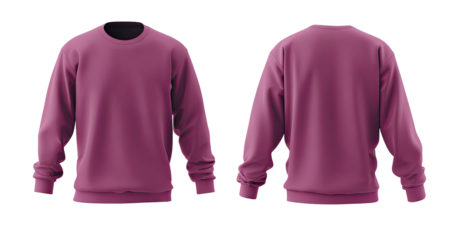 A mauve crewneck sweatshirt shown from the front and back, showcasing its simple, solid color design and long sleeves