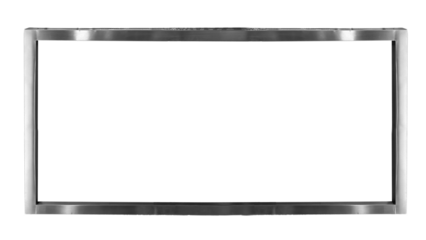 Photo banner display stainless steel frame. The design is clean and contemporary, featuring a large, rectangle banner area with a thin black border and center transparent space